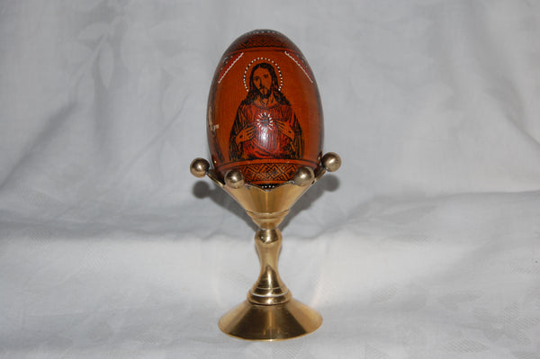 Wooden Goose Egg on Brass Base