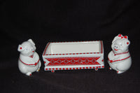 Salt & Pepper Shakers in Butter Dish