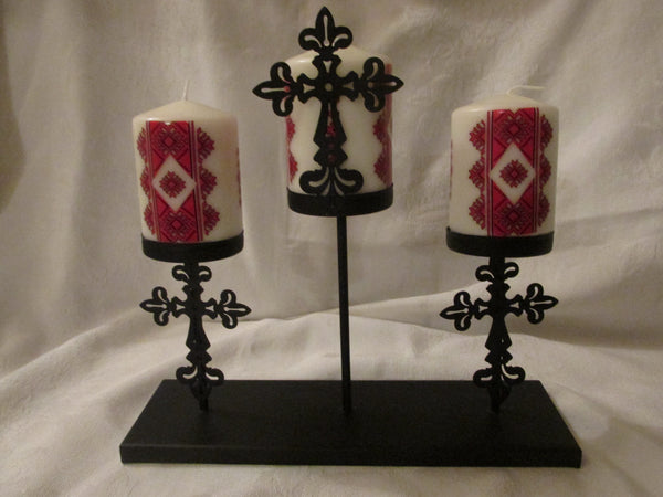 Triple Cross Metal Candle Holder