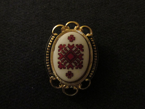 Oval Porcelain Broach