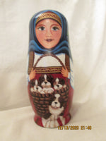 10 pce. - Lady with Puppies Matryoshka (Nesting Doll)