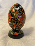 Hand Painted Wooden Egg on Inlaid Wooden Base
