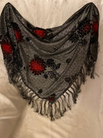 Black and Red Metallic Triangular Kerchief, Neck Scarf or Hip Scarf